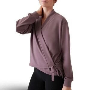 Athleta Retroterry Wrap Sweatshirt Size XS Oversized Athleisure Mauve